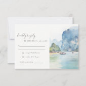 Zachte Kust Thailand Seascape Bruiloft Receptie RSVP Kaartje (Voorkant)