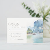 Zachte Kust Thailand Seascape Bruiloft Receptie RSVP Kaartje (Staand voorkant)