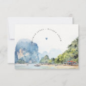 Zachte Kust Thailand Seascape Bruiloft Receptie RSVP Kaartje (Achterkant)