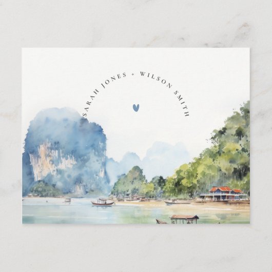 Zachte Kust Thailand Zeegezicht bruiloft details Informatiekaartje (Achterkant)