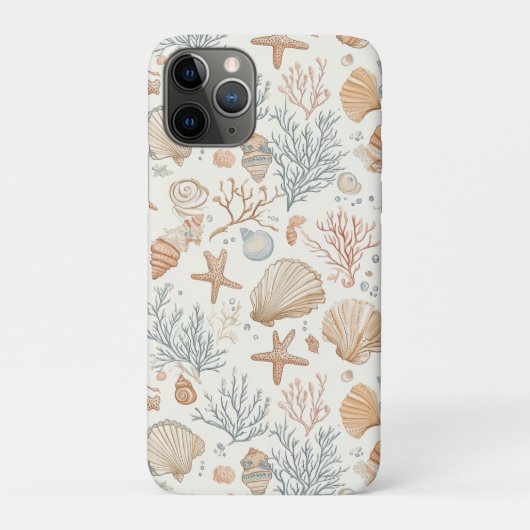 Zachte Kust Zeeschelpen & Koraal Botanisch Case-Mate iPhone Case (Achterkant)