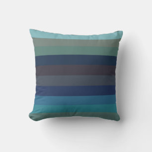 Zachte Kustblauw en Taupe Horizontale Strepen Kussen
