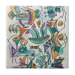 Zachte landings- en moderne geometrische Waterverf Tegeltje