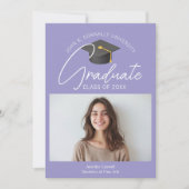 Zachte Lavendel Afstudeerfoto 2026 Afstuderen Aankondiging (Voorkant)