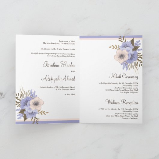 Zachte lavendel bloemige islamitische moslim bruil (Binnen)