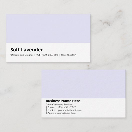 Zachte lavendel delicate dromerige kleur consultin visitekaartje (Voorkant / Achterkant)