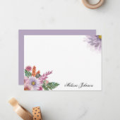 Zachte Lavendel Floral gepersonaliseerd Notitiekaartje (Voorkant / Achterkant in situ)