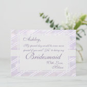 Zachte lavendel gestreept | Bruidsmeisje Kaart (Staand voorkant)
