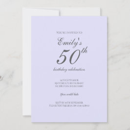 Zachte Lavendel Minimalist 50ste verjaardag Uitnod Kaart