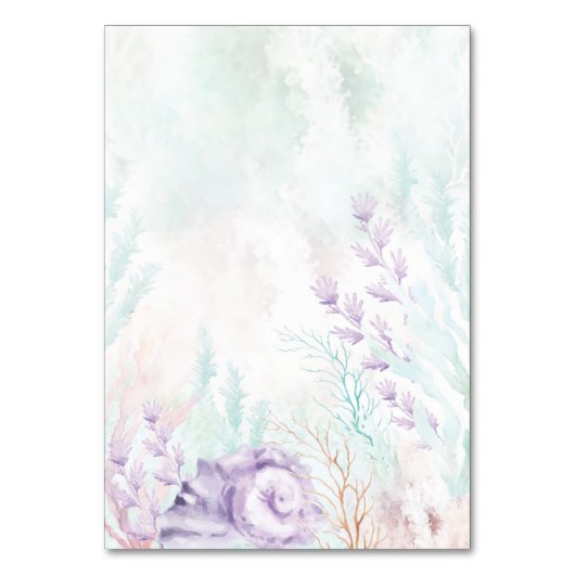 Zachte Lavendel Mint Ocean Trouwtafel Nummer Kaart (Achterkant)