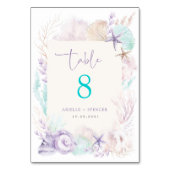 Zachte Lavendel Mint Ocean Trouwtafel Nummer Kaart (Voorkant)