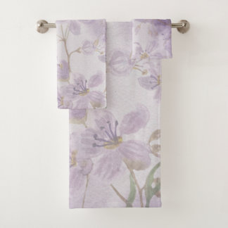 Zachte lavendel paarse waterverf bloemen bad handdoek