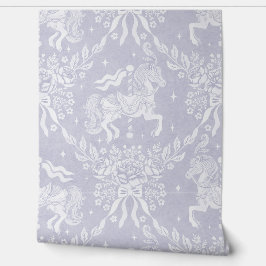 Zachte Lavendel Rococo Draaiorgelpaarden & Bloemen Behang