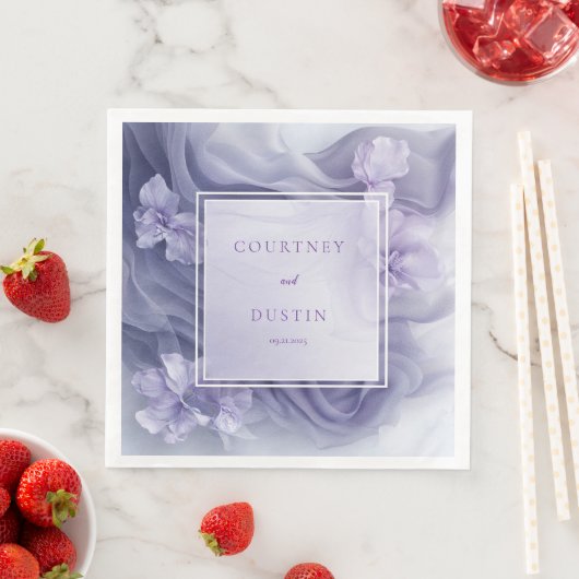 Zachte Lavendel Sheer Bloemen Trouwservetten Servet (Insitu)