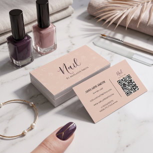Zachte Lavendel Silhouette Nagelstyliste met QR Visitekaartje