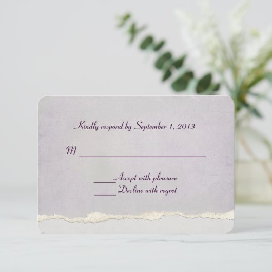 zachte lavendel torn edge RSVP (Staand voorkant)