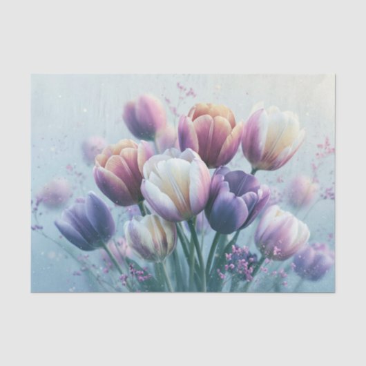 Zachte lavendel tulpenboeket decoupage tissuepapier (Voorkant)