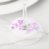 *~* Zachte Lavendel Violet Roze Bloemige Waterverf Wijnglaslabel (Dichtbij)