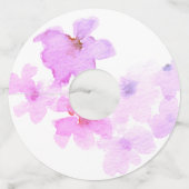 *~* Zachte Lavendel Violet Roze Bloemige Waterverf Wijnglaslabel (Achterkant)