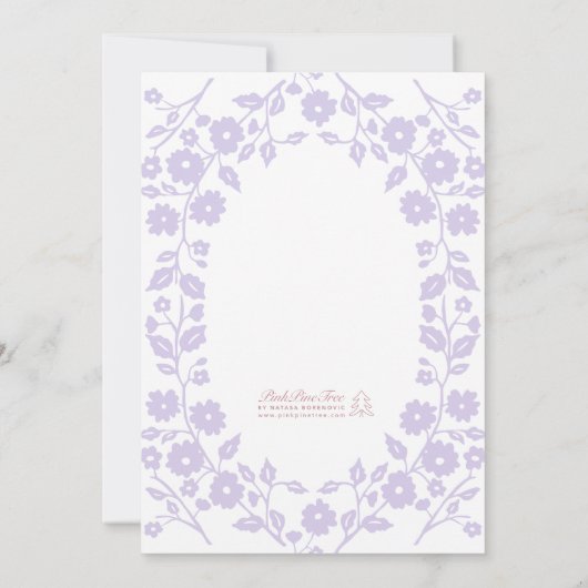 Zachte lavendel witte volksbloemen bruidsdouche kaart (Achterkant)