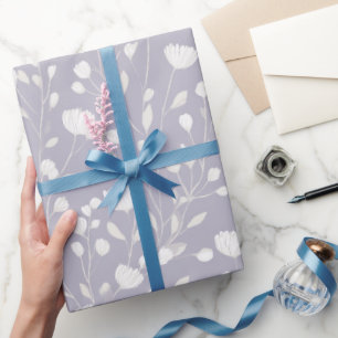 Zachte lavendelbloem witte bloemmotief cadeaupapier