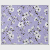 Zachte lavendelbloem witte bloemmotief cadeaupapier (Vlak)