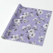 Zachte lavendelbloem witte bloemmotief cadeaupapier (Uitgerold)