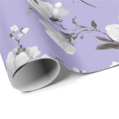 Zachte lavendelbloem witte bloemmotief cadeaupapier (Rol Hoek)