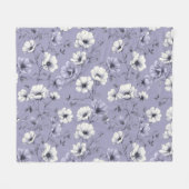 Zachte lavendelbloem witte bloemmotief fleece deken (Voorkant (Horizontaal))