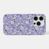 Zachte lavendelbloem witte bloemmotief iPhone hoesje (Achterkant horizontaal)
