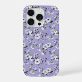 Zachte lavendelbloem witte bloemmotief iPhone 15 pro case