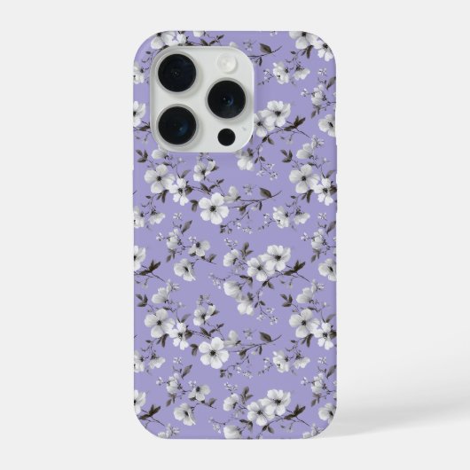 Zachte lavendelbloem witte bloemmotief iPhone hoesje (Achterkant)