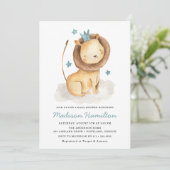 Zachte Leeuw | Baby Shower Uitnodiging (Staand voorkant)