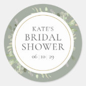 Zachte Lente Bladeren Zilver Salie Bruidsdiner Ronde Sticker (Voorkant)