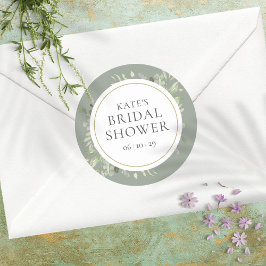 Zachte Lente Bladeren Zilver Salie Bruidsdiner Ronde Sticker