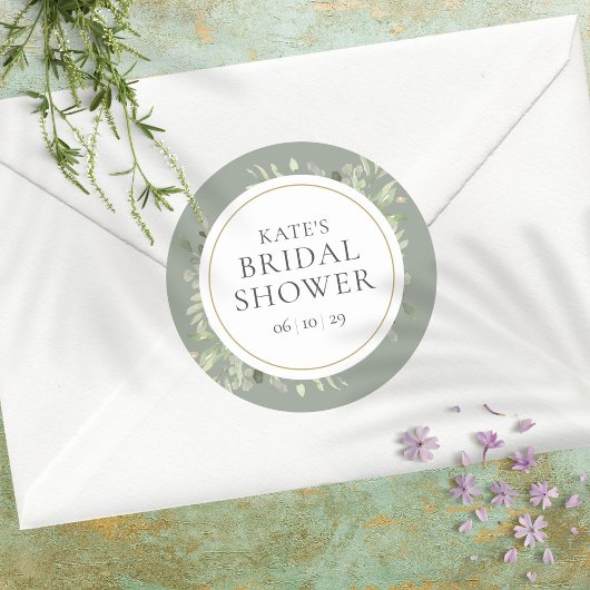 Zachte Lente Bladeren Zilver Salie Bruidsdiner Ronde Sticker