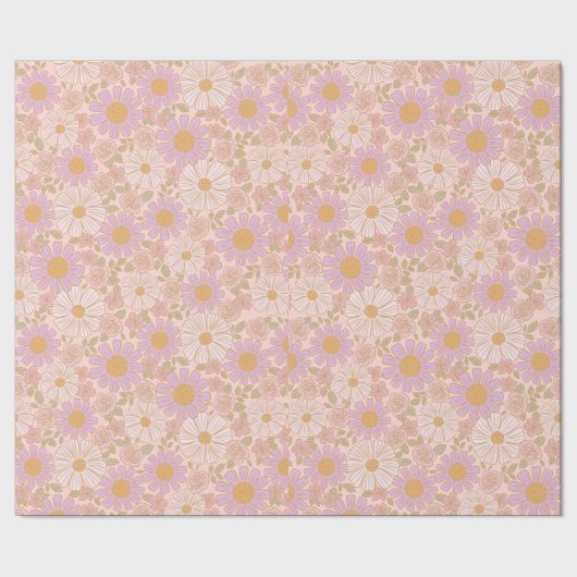 Zachte Lente Bloemen Boho Inpakpapier (Zoom)