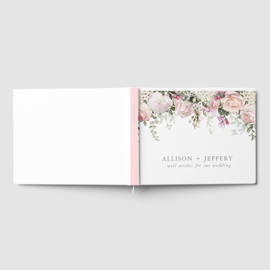 Zachte lente bloemenbruiloft gastenboek (Volledig)