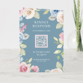Zachte Lente Bloemige Stofjes Blauwe QR Code Trouw (Achterkant)