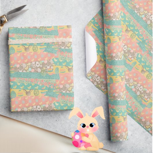 Zachte lente paaskleuren Schattigee gele kuikens Cadeaupapier