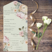 Zachte lentekleuren Bloemen All In One Uitnodiging