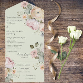 Zachte lentekleuren Bloemen All In One Uitnodiging