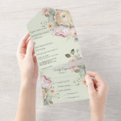 Zachte lentekleuren Bloemen All In One Uitnodiging (Afscheurbaar)