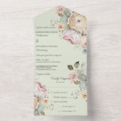 Zachte lentekleuren Bloemen All In One Uitnodiging (Binnen)