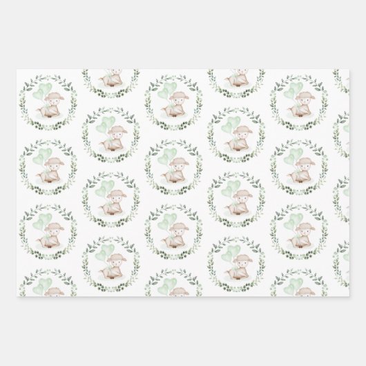 Zachte lentellab pasteelgroen Eucalyptus Wreate Inpakpapier Vel (Voorkant 3)