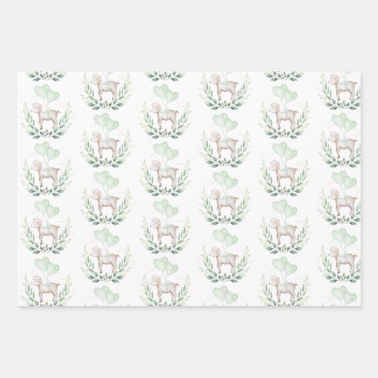 Zachte lentellab pasteelgroen Eucalyptus Wreate Inpakpapier Vel (Voorkant)