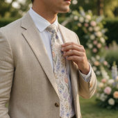Zachte Lentetuin Aquarel Tulpen en Sering Stropdas