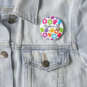 Zachte levendige bloemen harten Sweet Sixteen Knop Ronde Button 5,7 Cm (In situ)