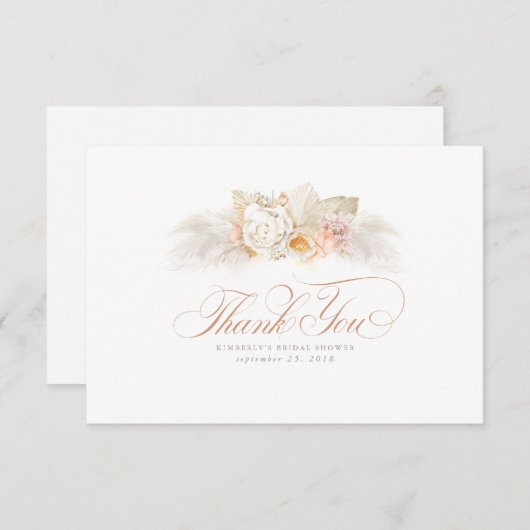 Zachte Licht Bloemen en Pampas Gras Bedankt (Voorkant / Achterkant)