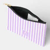 Zachte Licht Lavendel Witte Strepen Monogram Etui (Open)
